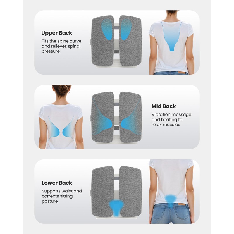 COMFIER Heated Lumbar Support Pillow with Vibration Massage, Back Support