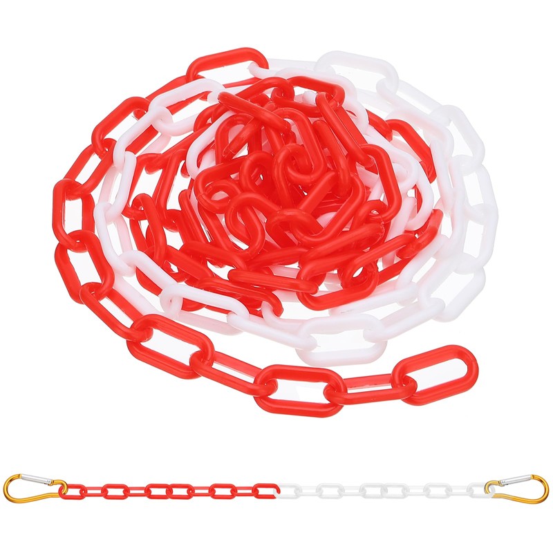 PATIKIL 10Ft Plastic Chain Barrier, Safety Link Chain with 2