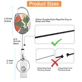 Badge Reel Retractable Badge Holder with Retractable Keychain for Keys Cute Name Nurse Decorative Badge Reels with Belt Clip on ID Card Holders (Modern Abstract Leaves A-1)