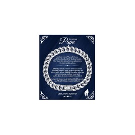 XUANPAI Men's Bracelet with Engraving Gifts for Men – Love Element An Meinen Schatz Cuban Bracelet Husband Gift I Love You Gifts for Husband Birthday Valentine's Day, Stainless Steel, No