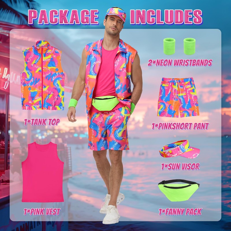 80s Outfit for Men - 90s Workout Costume Set for
