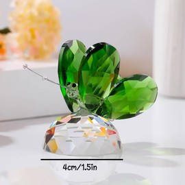 Arikyrist Crystal Green Collectible Butterfly Statue Gift for Butterfly Lover, Crystal Butterfly Figurine for Home Office Decor