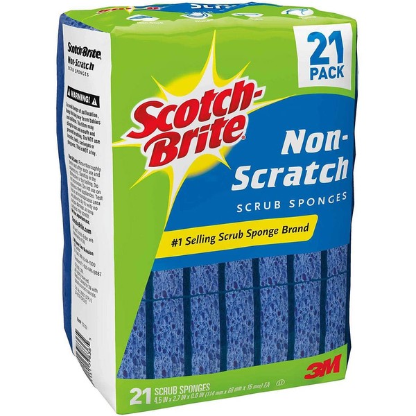 Scotch Brite Blue Non-Scratch Scrub Sponges 21 PACK 3M Individually Wrapped NEW