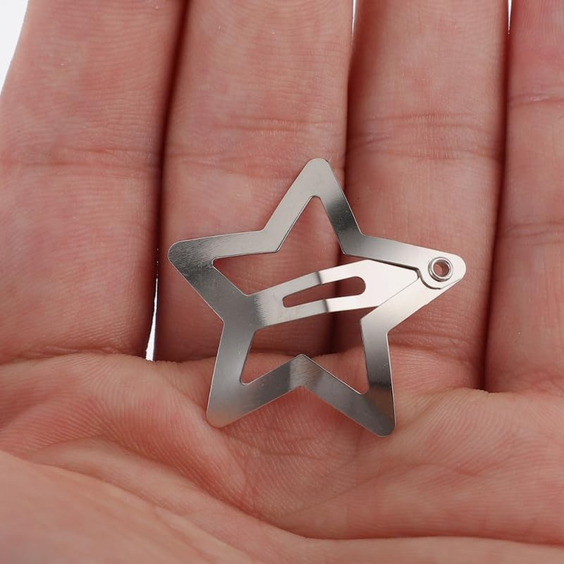 Ipetboom Clips De Pelo Estrella Plateados - 20 Piezas Broches