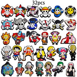 Driflo One Piece Shoe Charms, One Piece Croc Charm, 32pcs Shoe Decoration Cartoon PVC Cartoon Charms S-hoe Accessories DIY, Gifts For Boys Girls