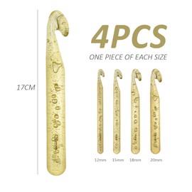 4pcs Crystal Crochet Kit Crochet Hook with Ergonomic Handle Scarf Yarn Knitting Thick Yarn Knitting Tool Accessories Suitable for Beginners Thick Yarn Knitting (12mm, 15mm, 18mm, 20mm)