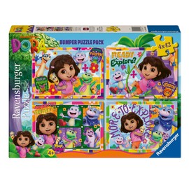Ravensburger - Dora Puzzle Collection Bumper Pack 4 x 42, Gift Idea for Children from 4 Years, Educational and Stimulating Game, 4 Puzzles of 42, 36 x 26 cm