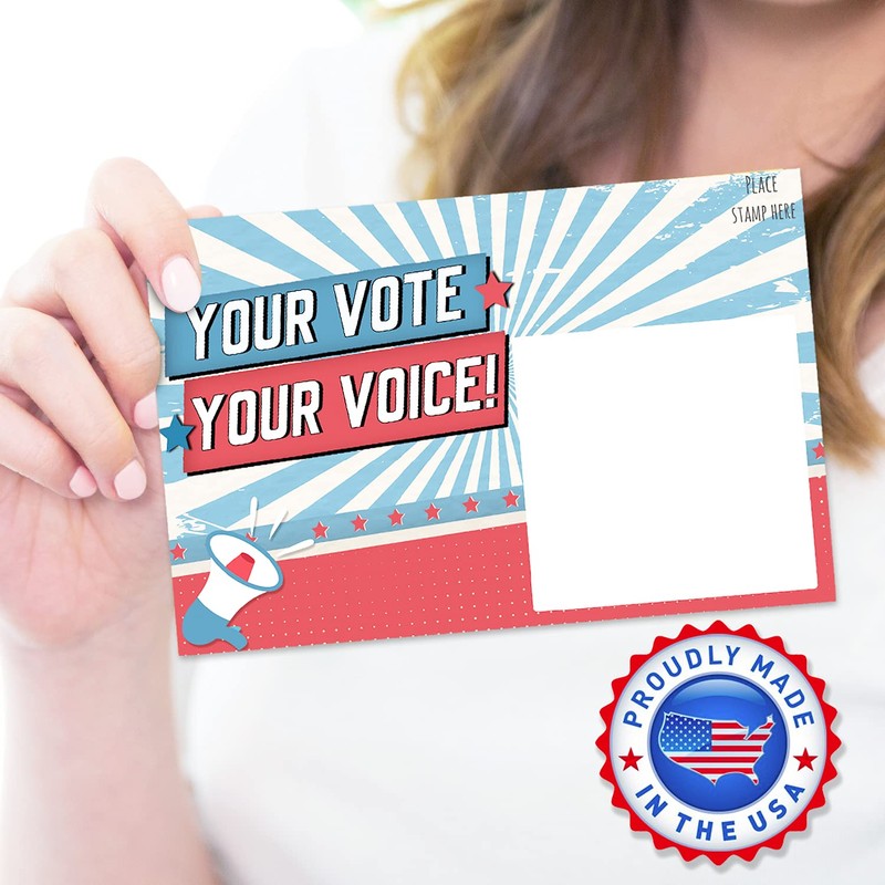 100 Bulk Voter Postcards 4x6” - Your Vote Your Voice,