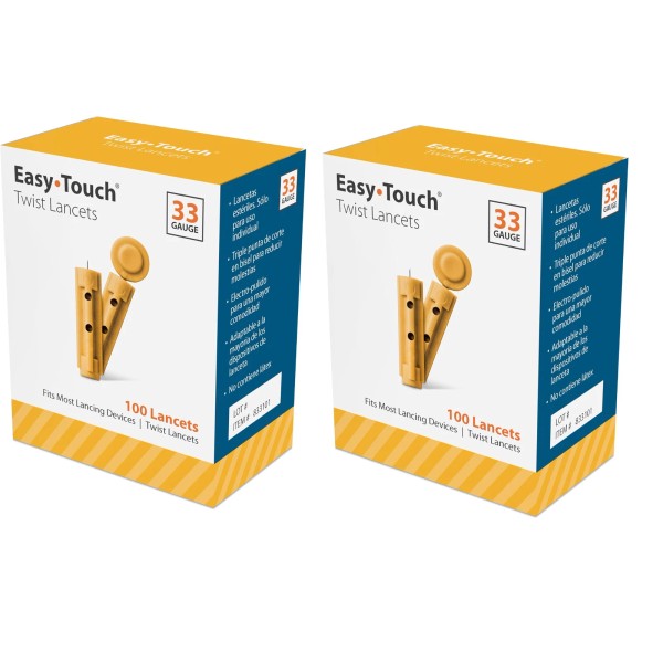 EasyTouch Twist Lancets, 33 Gauge (2 Boxes of 100)