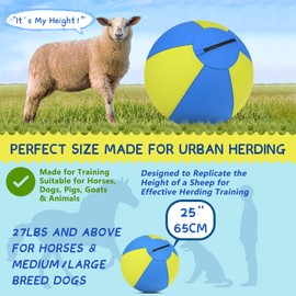Herding Ball for Dogs and Horses - 25" Jolly Ball for Dogs, Agility Training Equipment, Herding for Australian/German Shepherd, Improved Bite-Resistant, Reinforced Sewing Dog Toys - Blue&Yellow Large