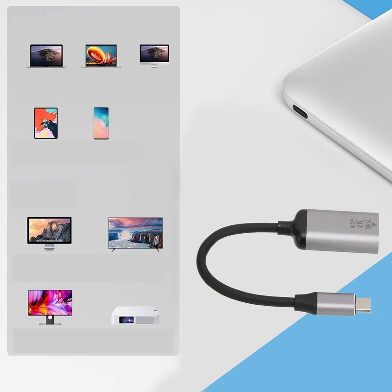 USB C to DisplayPort Adapter 4K 60Hz Aluminium Alloy Plug