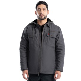 Wrangler Riggs Workwear Men's Quilted Lined Jacket with Sherpa Hood, Asphalt