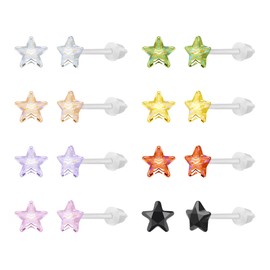 AoedeJ Cubic Zirconia Earrings Plastic Earrings Cute Plastic Post Earrings for Sensitive Ears Hypoallergenic Earrings for Girls Women, Resin, Cubic Zirconia