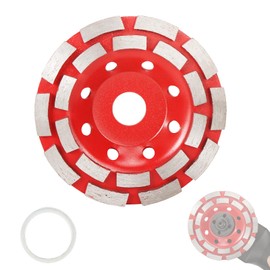 Baisiky 5 Inch Concrete Turbo Row Diamond Grinding Cup Wheel Hard Masonry Marble Weld Turbo Cup Disc Fits 7/8 Inch Arbor