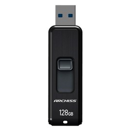 ARCHISS AS-128GU3-PSB USB Memory, 128 GB, USB3.2 (Gen1), USB3.1 (Gen.1), USB3.0, USB2.0, Sliding, with Strap Hole, Capless Design
