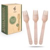 Weemium Wooden Forks Disposable - 100 Splinter-free 6.5" Compostable Forks