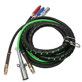 Silscvtt 12Ft 3 in 1 Air Lines for Tractor Trailer Freightliner ABS Air Brake Lines Tractor Truck Glad Hand Air Hose 7 Way Electrical Cable