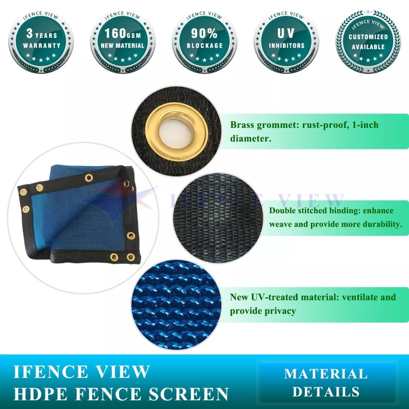Ifenceview 6'x50' Blue Fence Privacy Screen Mesh for Construction Yard