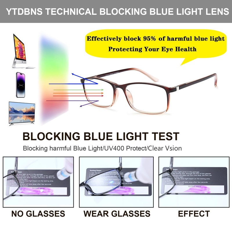 YTDBNS Reading Glasses for Men and Women, Blue Light Blocking