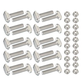 PATIKIL M6 x 25 mm T-Slot Bolts, 1 Set Drop-in Bolt Hammer Head with Hexagon Flange Nuts T-Bolt Stud Sliding Screw for 30 Series Aluminum Extrusion Profile, Silver