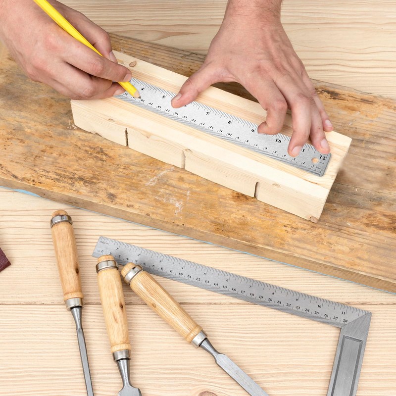 Metal Ruler Cork Backed 6 Inch 12 Inch Stainless Steel