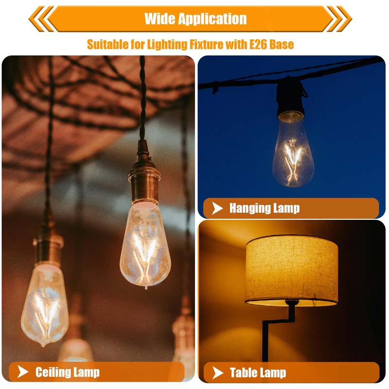 winsaLED 12 Pack 2W LED Edison Bulbs, 25 Watt Light