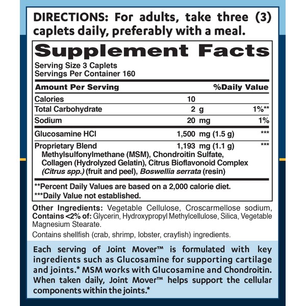 Vitamin World Double Strength Joint Mover | Joint Support Nutritional Supplement feat. Glucosamine, MSM, & Chondroitin to Support Joint Comfort and Flexibility, 480 Caplets