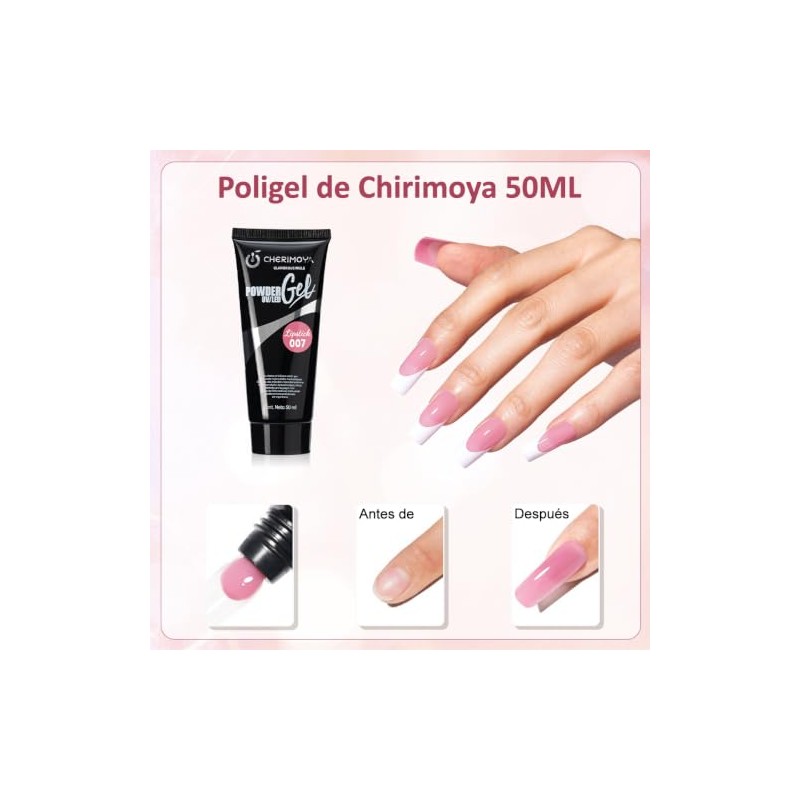 CHERIMOYA Poly Gel Constructor de Uñas 50ml,Fortalecedor para Extensión (007