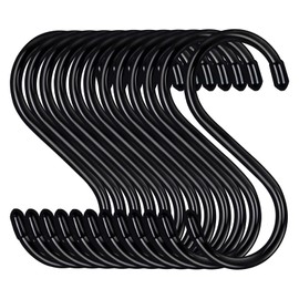 gvivej Pack of 24 S Hooks, S Shaped Hooks, Black Heavy Metal Hooks, for Kitchen, Bathroom, Office, Garden or Outdoor Activities
