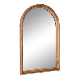 Kate and Laurel Hatherleigh Modern Transitional Arched Wooden Wall Mirror; 20 x 30; Rustic Brown; Decorative Wood Arch Mirror for Use in Bathroom; Entryway; or Bedroom