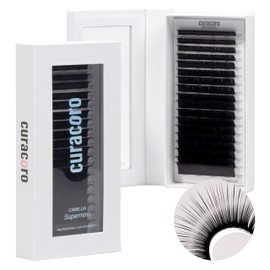 Curacoro Camellia Super Mink Textured Lashes, 0.07mm Thickness, J B C CC LB LC Curl, Pre-Layered Mixed Length Wispy & Spiky Lashes For Anime, Wet Look or Wispy Lash Set, Pro Lash Supplies