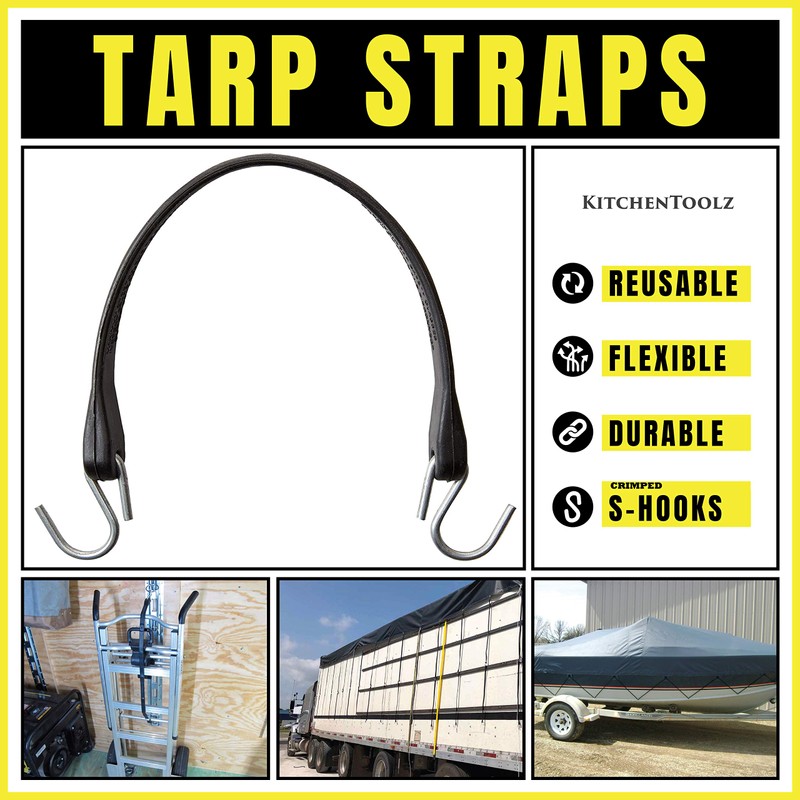 41" Inch 25 Pack Rubber Bungee Cords with Metal Hooks