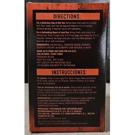 HEB Chocolate Rooibos Herbal Tea With Chicory - 20 Bags (Exp 08/14/2026)