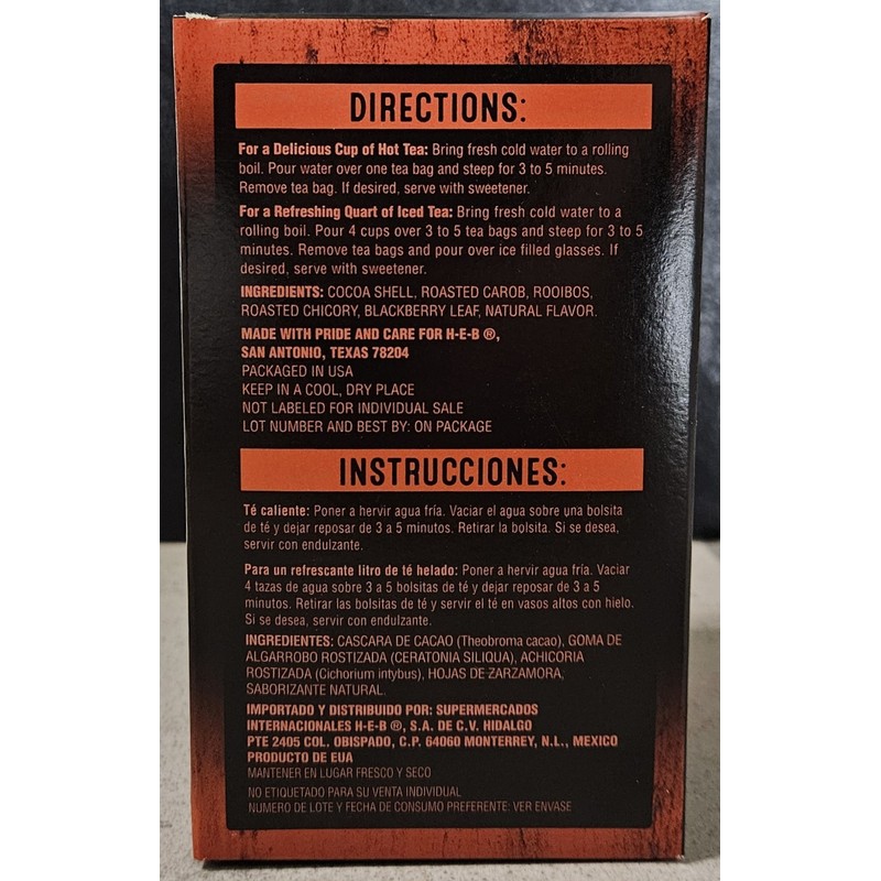 HEB Chocolate Rooibos Herbal Tea With Chicory - 20 Bags