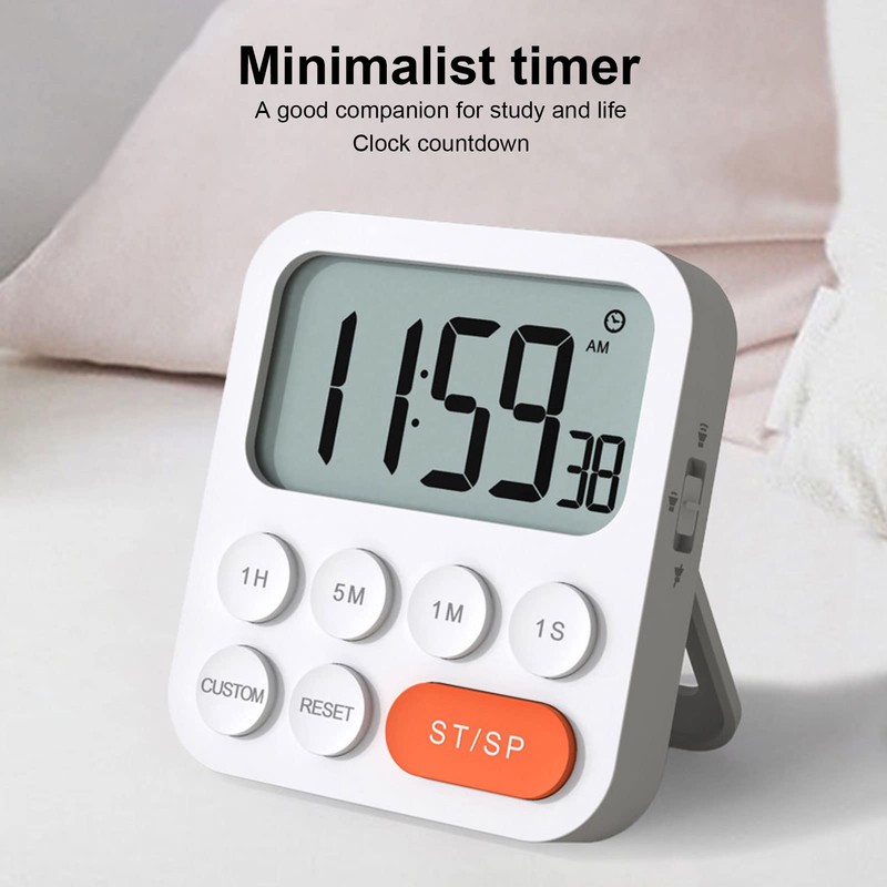 Kitchen Timer, 3-Speed Adjustable Study Timer, LCD for Living Room,