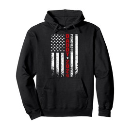 Promoted To Daddy Est 2024 American Flag Vintage Gifts Men Pullover Hoodie