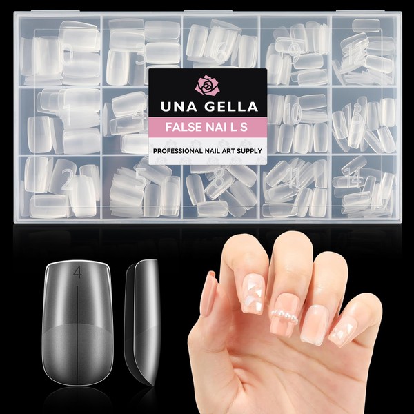 UNA GELLA Nail Tips Short Square False Nails Tips Matte