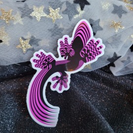 MoonlightJadeArt STKR069- PINK & BLACK LIZARD Sticker Psychedelic Lizards Reptile Chameleon Gecko