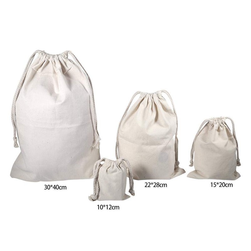 Oumefar Drawstring Storage Bag, Household Plain Organic Cotton Storage Bag