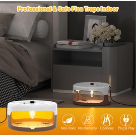 2 Pack Flea Traps for Inside Your Home, Indoor Flea Light, Bed Bug Killer with 8 Sticky Pads & 4 Light Bulb, Odorless Natural Insect Infestation Treatment Trap for Kid Pet