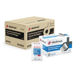 Dealmed 3" Sterile Conforming Stretch Gauze Bandages, 4.1 Yards Latex Free Stretched Dressing Wrap, Medical Non-Adherent Wound Care Mesh Bandages (Case of 96 Rolls)