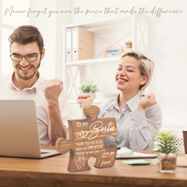 Best Friend Thank You Gift Puzzle Plaque Sign from BFF, Desk Decor for Birthday, Christmas, Galentine’s Day, Sentimental Keepsake for Women Bestie EE019