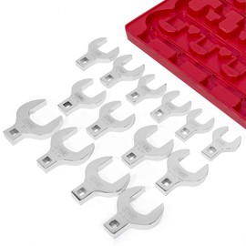 Stark USA 1/2" Drive SAE Jumbo Straight Crowfoot Wrench Fully Polished Set Storage Tray (1-1/16 in. to 2 in), 14-Piece Set