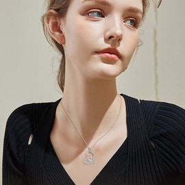 Mama Bear Necklace Sterling Silver Heart Pendant Bear Animal Jewelry for Women Mom