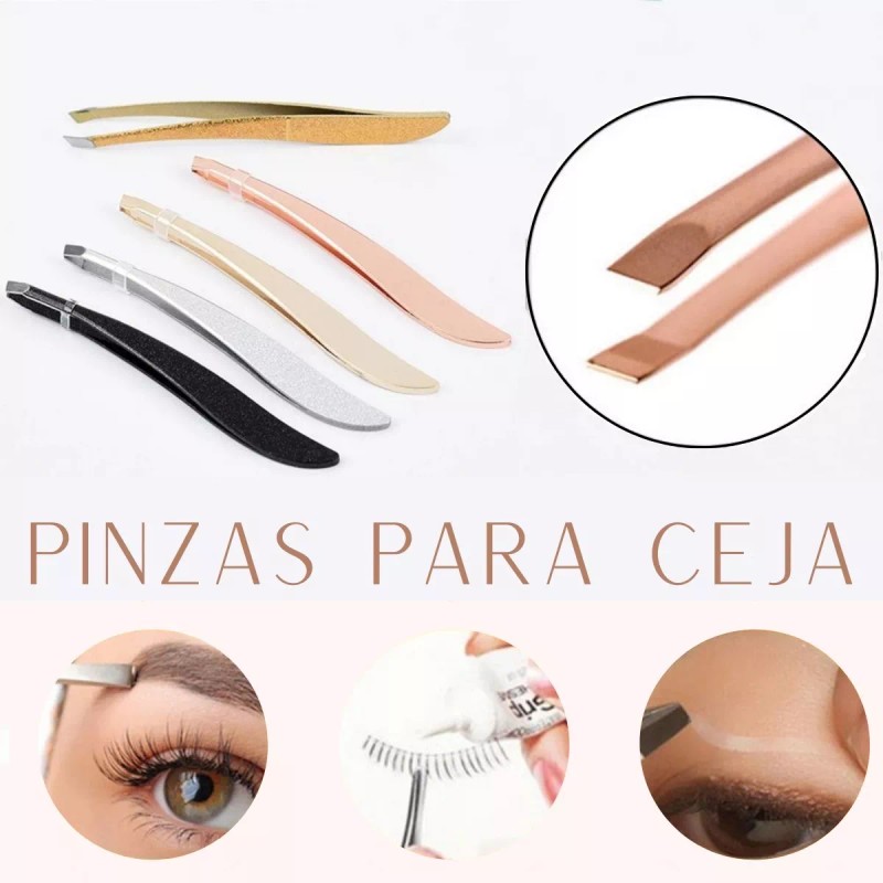 Veraly Pinzas Para Depilación Cejas Acero Inoxidable Punta Plana Color