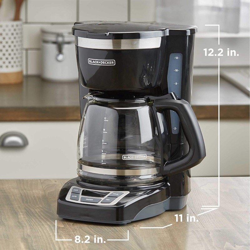 BLACK+DECKER 12-Cup Digital Coffee Maker, Programmable, Washable Basket Filter, Sneak-A-Cup,