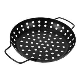 Generic Outdoor BBQ Non Stick Grill Tray with Large Holes Round Barbecue Basket for Even Cooking for Grilling Vegetables Fish and Meat Portable Griddle Tool for Camping and Outdoor Use