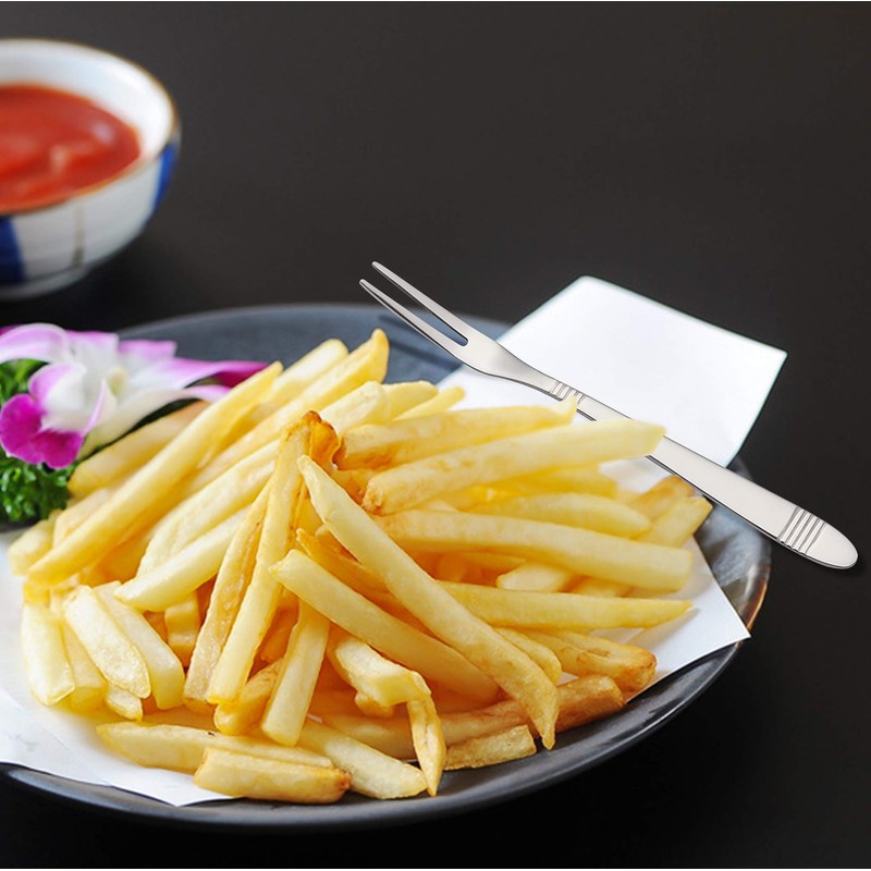 Callyne 12-Piece Stainless Steel Mini Fruit Forks, 2-Prong Forks