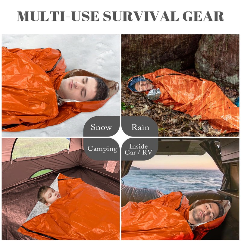 ANLOKE Emergency Sleeping Bags (2-Pack) Survival Sleeping Bag - Portable