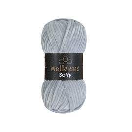 Wollbiene Softy 100 g Chenille Wool for Crocheting Knitting Wool, Baby Wool, Chenille Wool, Super Bulky Crochet Yarn (Silver Grey 35)
